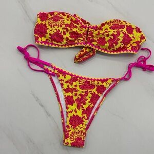 Vibrant Floral Strapless Bikini
